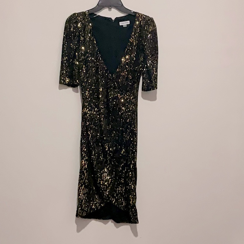 Calvin Klein dress, gold and black shimmer, size US 6